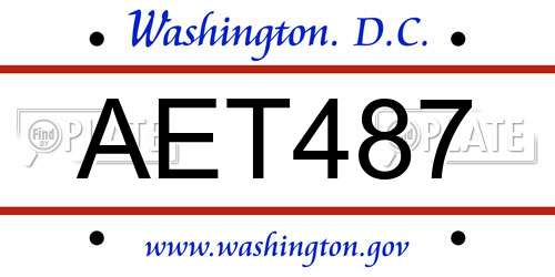 AET487 District Of Columbia License Plate