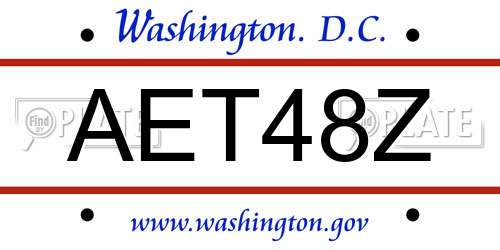 AET48Z District Of Columbia License Plate
