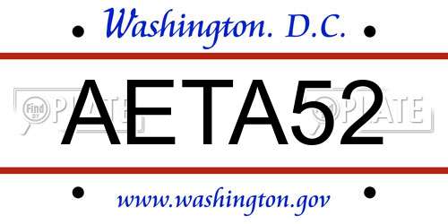 AETA52 District Of Columbia License Plate