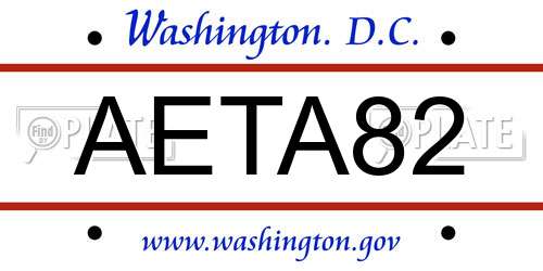 AETA82 District Of Columbia License Plate
