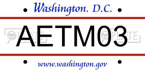 AETM03 District Of Columbia License Plate