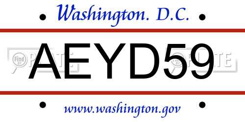 AEYD59 District Of Columbia License Plate