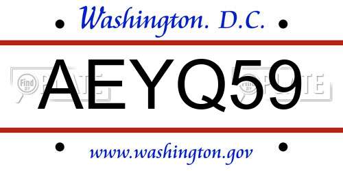 AEYQ59 District Of Columbia License Plate