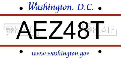 AEZ48T District Of Columbia License Plate