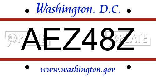 AEZ48Z District Of Columbia License Plate