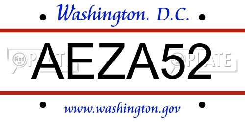 AEZA52 District Of Columbia License Plate