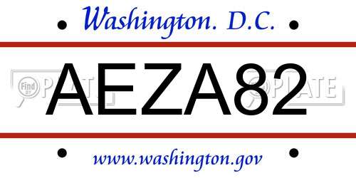 AEZA82 District Of Columbia License Plate