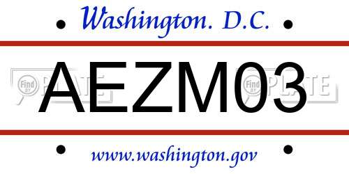 AEZM03 District Of Columbia License Plate