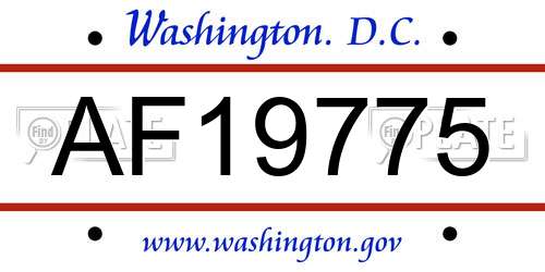 AF19775 District Of Columbia License Plate