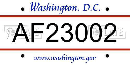 AF23002 District Of Columbia License Plate