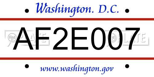 AF2E007 District Of Columbia License Plate