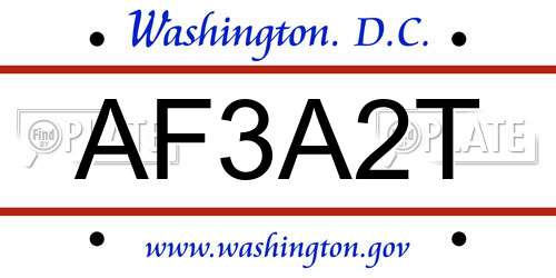 AF3A2T District Of Columbia License Plate