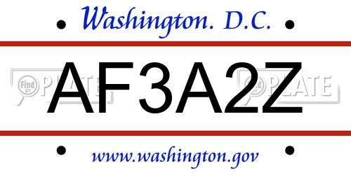 AF3A2Z District Of Columbia License Plate