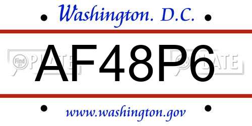 AF48P6 District Of Columbia License Plate