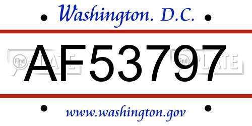 AF53797 District Of Columbia License Plate