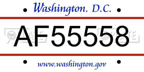 AF55558 District Of Columbia License Plate