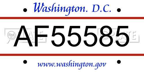 AF55585 District Of Columbia License Plate