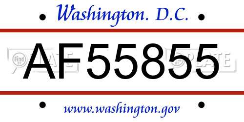 AF55855 District Of Columbia License Plate