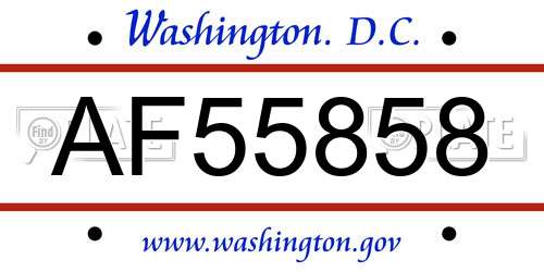 AF55858 District Of Columbia License Plate
