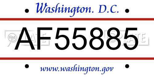 AF55885 District Of Columbia License Plate