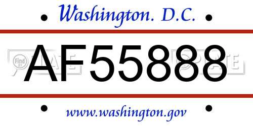 AF55888 District Of Columbia License Plate
