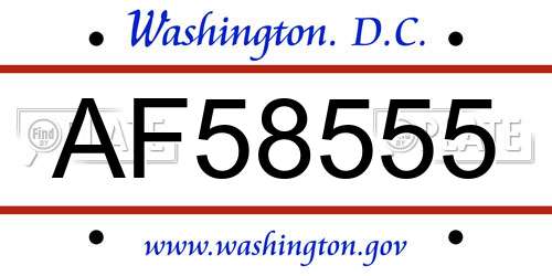 AF58555 District Of Columbia License Plate
