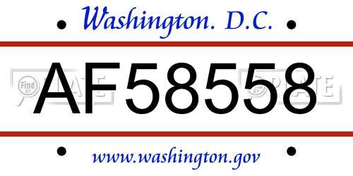 AF58558 District Of Columbia License Plate