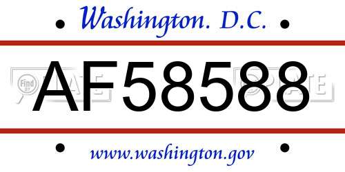 AF58588 District Of Columbia License Plate
