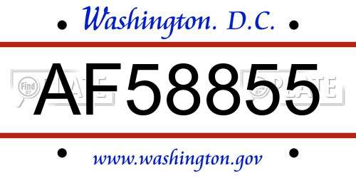 AF58855 District Of Columbia License Plate