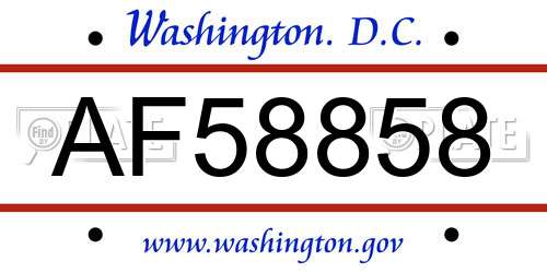 AF58858 District Of Columbia License Plate