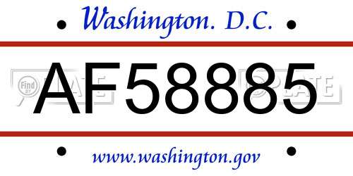 AF58885 District Of Columbia License Plate