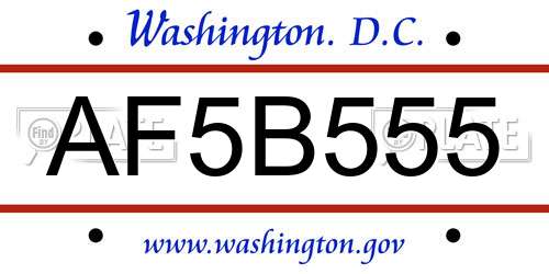 AF5B555 District Of Columbia License Plate