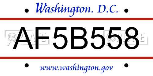 AF5B558 District Of Columbia License Plate