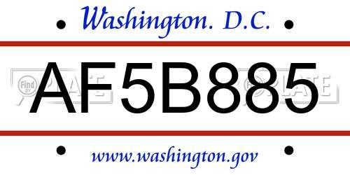 AF5B885 District Of Columbia License Plate