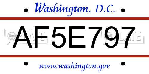 AF5E797 District Of Columbia License Plate