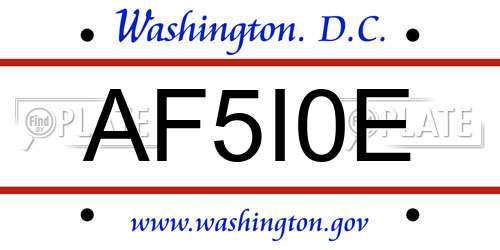 AF5I0E District Of Columbia License Plate