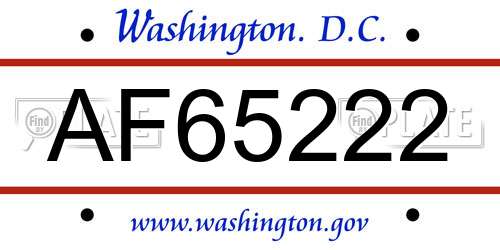 AF65222 District Of Columbia License Plate