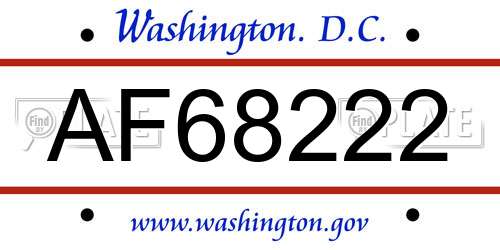 AF68222 District Of Columbia License Plate
