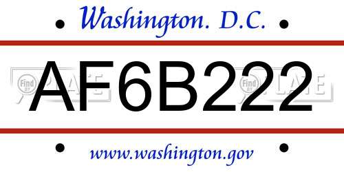 AF6B222 District Of Columbia License Plate