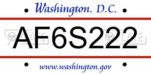 AF6S222 District Of Columbia License Plate