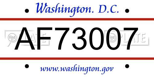 AF73007 District Of Columbia License Plate