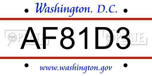 AF81D3 District Of Columbia License Plate