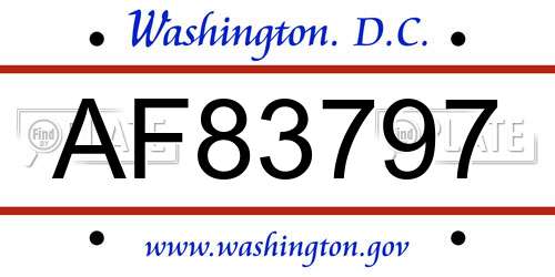 AF83797 District Of Columbia License Plate