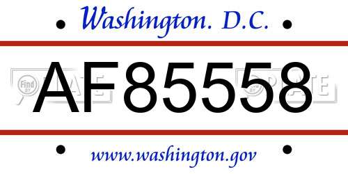 AF85558 District Of Columbia License Plate