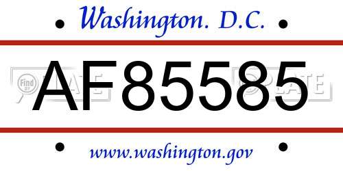 AF85585 District Of Columbia License Plate