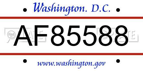 AF85588 District Of Columbia License Plate