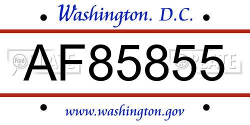AF85855 District Of Columbia License Plate