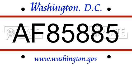 AF85885 District Of Columbia License Plate