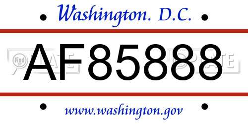 AF85888 District Of Columbia License Plate