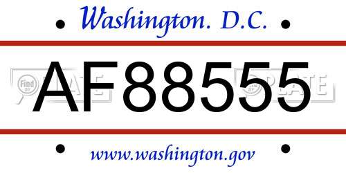 AF88555 District Of Columbia License Plate